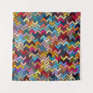 Ethnic Tribal Embroidered Geometric Tapestry