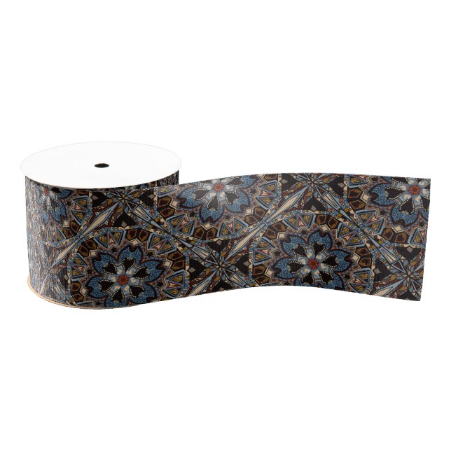 Ethnic tribal fashion abstract pattern grosgrain ribbon (Spool)