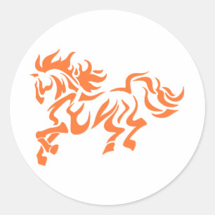 Ethnic tribal Horse - Choose background color Classic Round Sticker