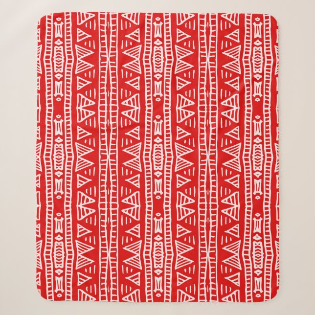 Ethnic Tribal Motifs Striped Pattern Sherpa Blanket (Front)