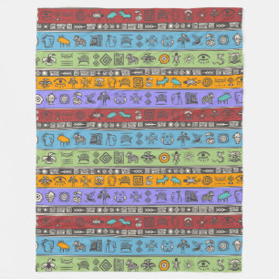Ethnic tribal pattern - asian aztec africans 2 fleece blanket