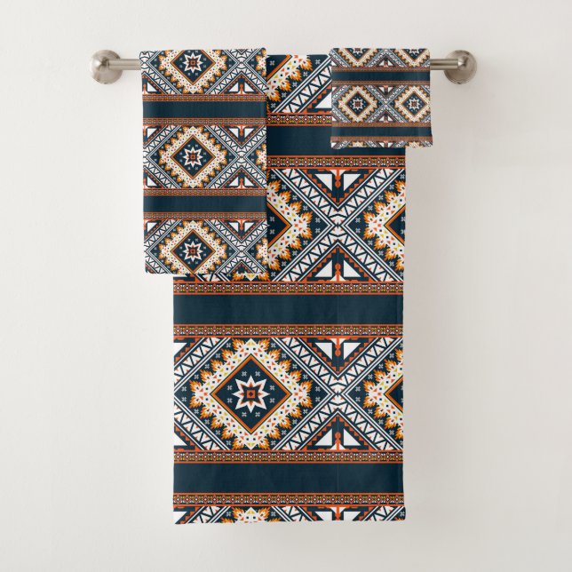 Ethnic Tribal Pattern Bath Towel Set (Insitu)