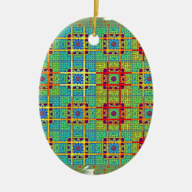 Ethnic tribal pattern.jpg ceramic tree decoration (Front)