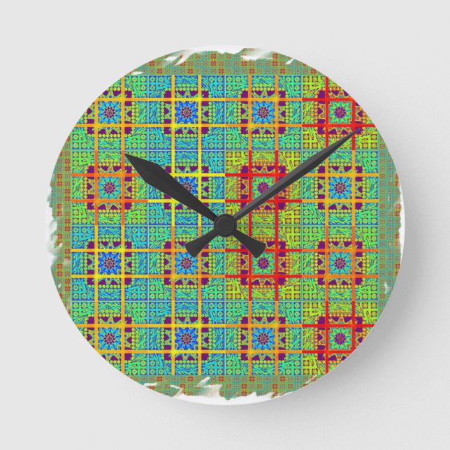 Ethnic tribal pattern.jpg round clock (Front)