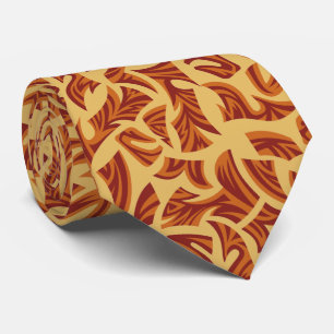 Ethnic Tribal Pattern Orange Brown Beige Tie