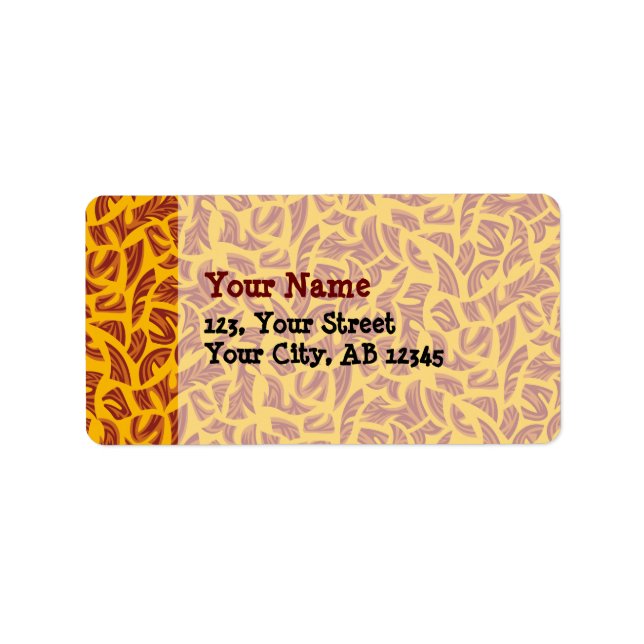 Ethnic Tribal Pattern Orange Brown Yellow Label (Front)