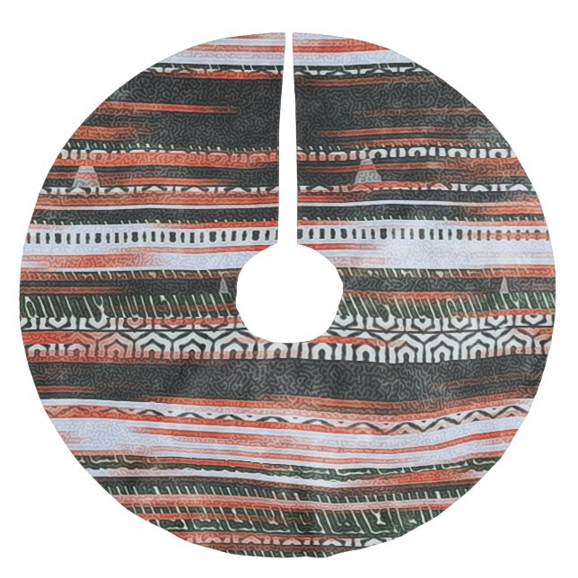 Ethnic tribal stripes: rug design. brushed polyester tree skirt (Front)