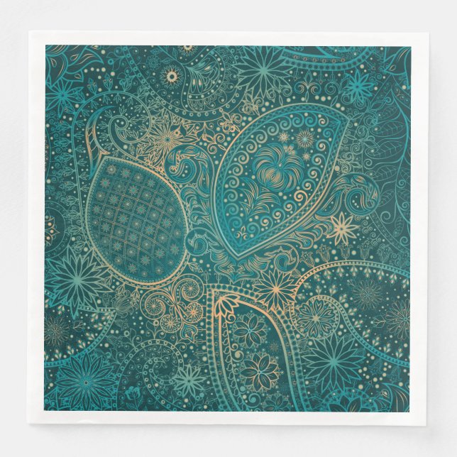 Ethnic turquoise Paper Napkin (Front)