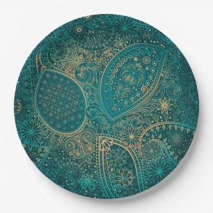 Ethnic turquoise Paper Plate