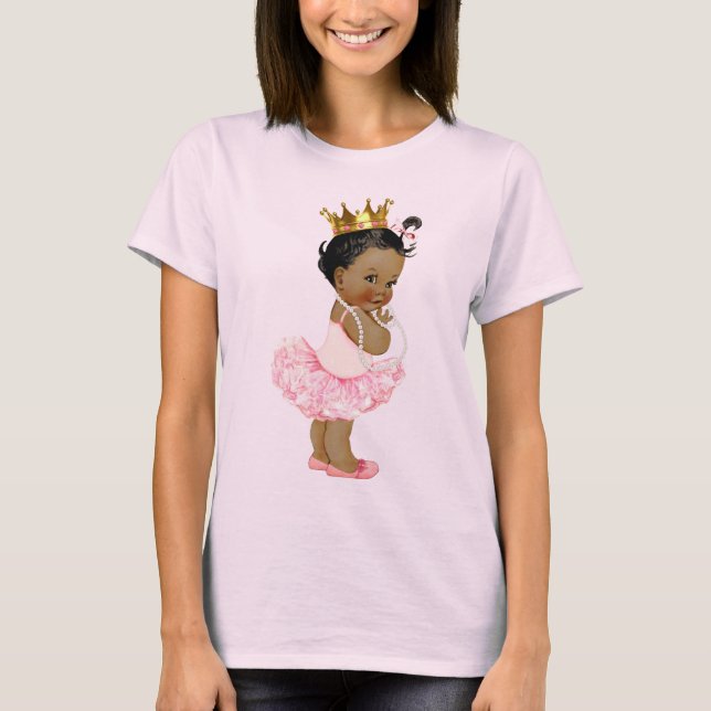Ethnic Tutu Ballerina Baby Princess and Pearls T-Shirt (Front)