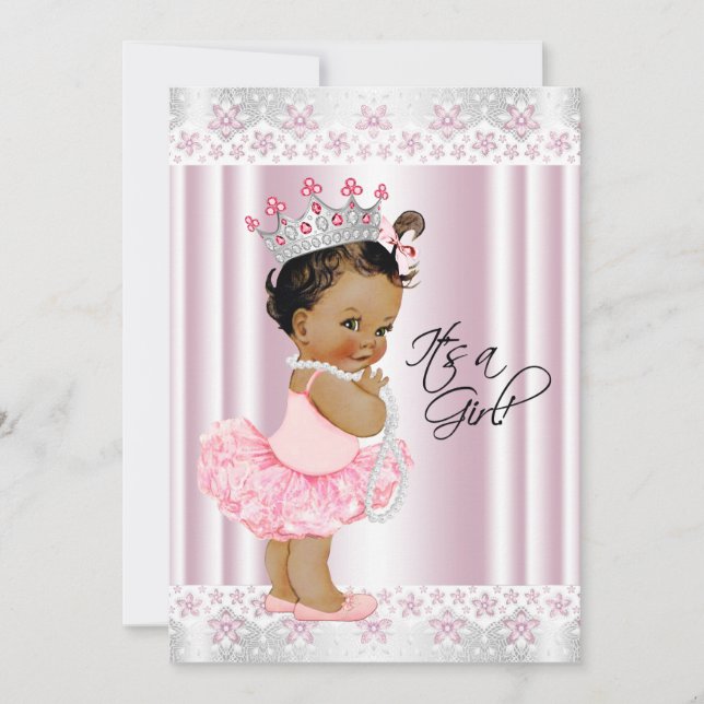 Ethnic Tutu Ballerina Pearl and Lace Baby Shower Invitation (Front)