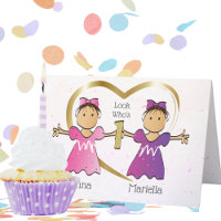Ethnic Twin Girls 1st Birthday Sweet Personalised