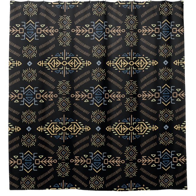 Ethnic Vintage: Hand Drawn Seamless Pattern Shower Curtain (Front)