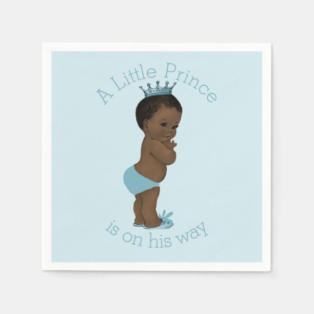 Ethnic Vintage Little Prince Baby Shower Blue Napkin (Front)