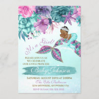 Ethnic vintage mermaid baby under the sea shower