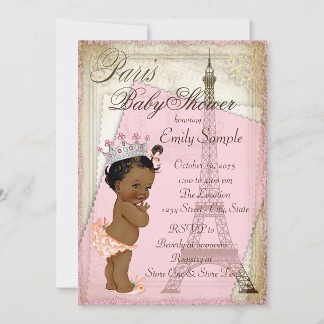 Ethnic Vintage Paris Baby Shower Invitation (Front)