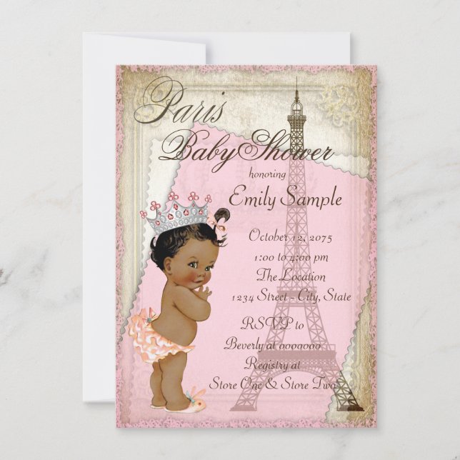 Ethnic Vintage Paris Baby Shower Invitation (Front)