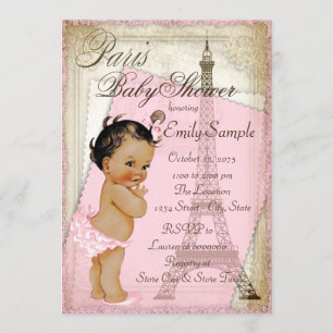 Ethnic Vintage Paris Baby Shower Invitation