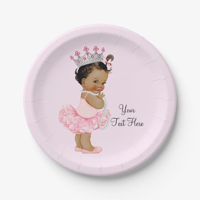 Ethnic Vintage Princess Ballerina Baby Shower Paper Plate (Front)