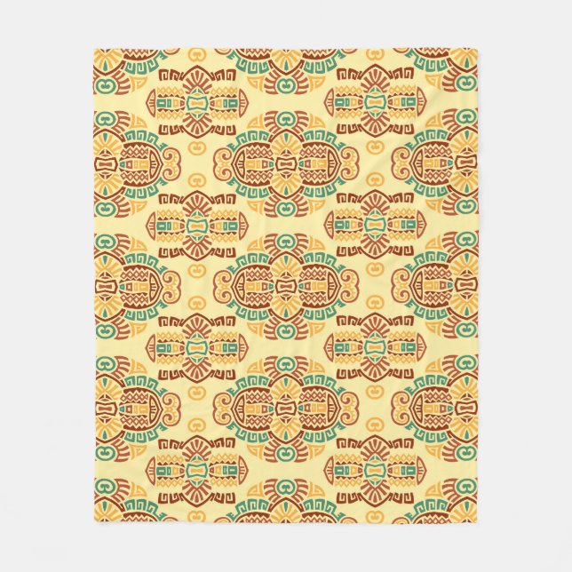 Ethnic Vintage Trend: Bohemian Seamless Tile Fleece Blanket (Front)