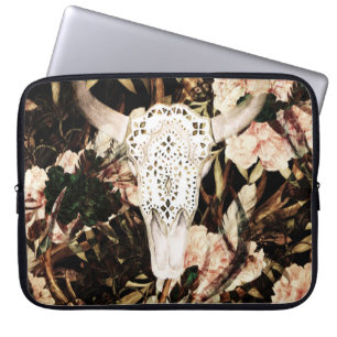 Ethnic watercolor: retro floral background. laptop sleeve