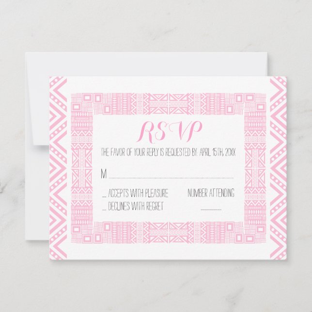 Ethnic Wedding RSVP Response Card Personalised (Front)