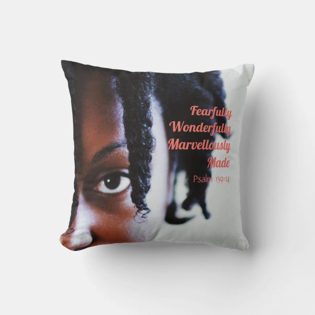 Ethnic Woman FEARFULLY MADE Christian Yellow Cushion (Front)