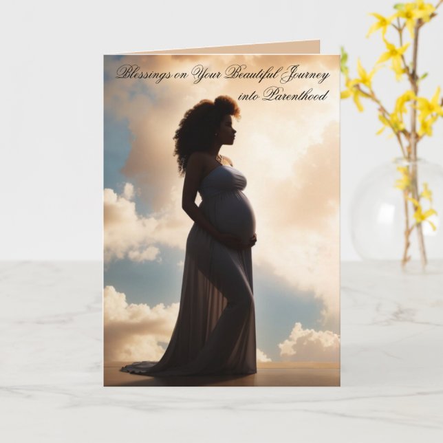 Ethnic Woman Pregnancy Congratulation Card (Yellow Flower)