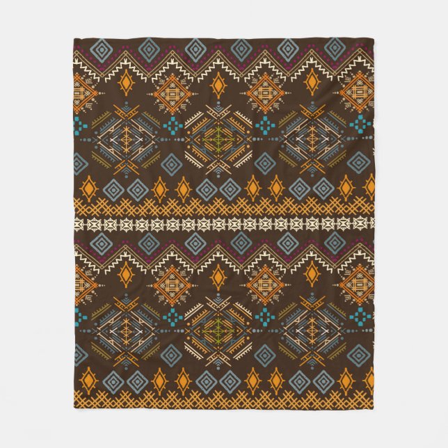 Ethno seamless pattern. Ethnic boho ornament. Trib Fleece Blanket (Front)