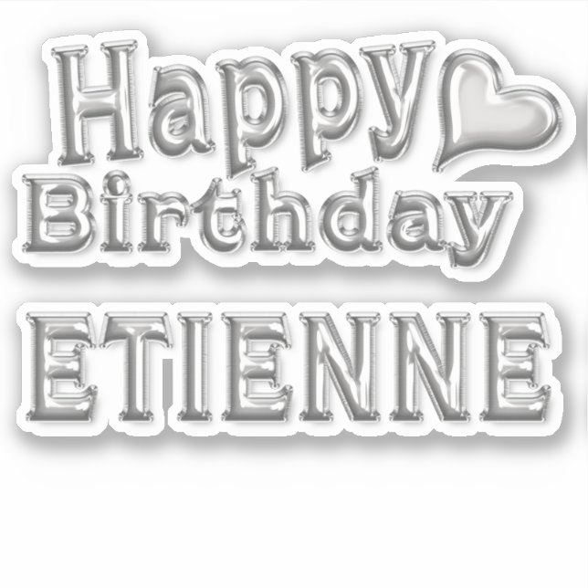 Etienne Happy Birthday silver Sticker (Front)