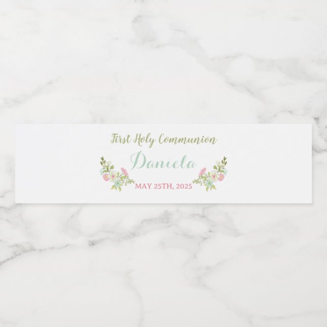 Etiqueta botellas de agua DANIELA Primera Comúnión Water Bottle Label (Single Label)