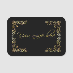 Etiqueta para nombre clásica con decoración name tag