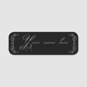 Etiqueta para nombre clásica plateada name tag