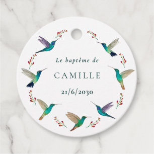 Etiquette ronde baptême favour tags
