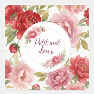 Étiquettes autocollantes florales Petit mot doux Square Sticker