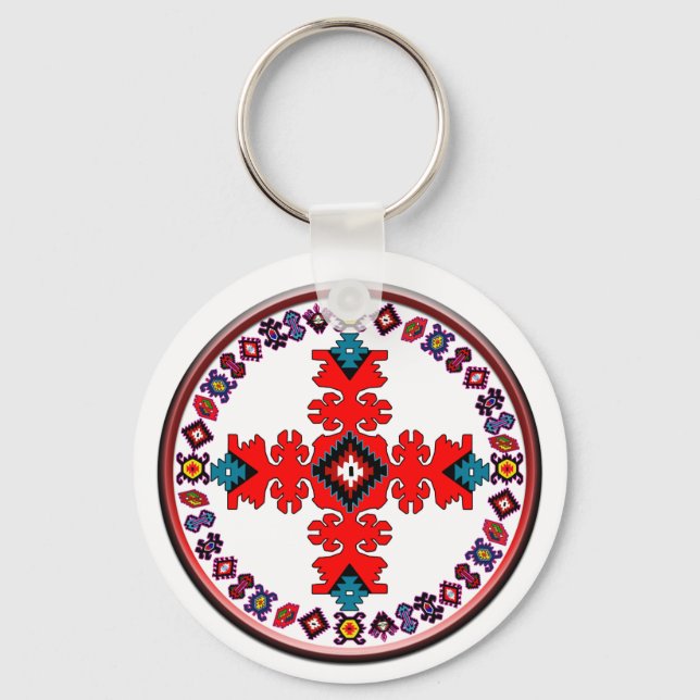 etno cross metal print trifold wallet laptop sleev key ring (Front)