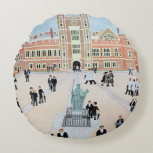 Eton College School Yard 1991 Round Cushion