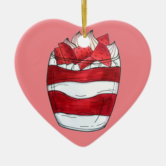 Eton Mess Strawberry Meringue UK British Dessert Ceramic Tree Decoration (Front)