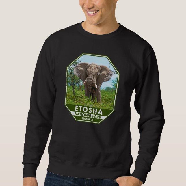 Etosha National Park Namibia Elephant Watercolor Sweatshirt (Front)