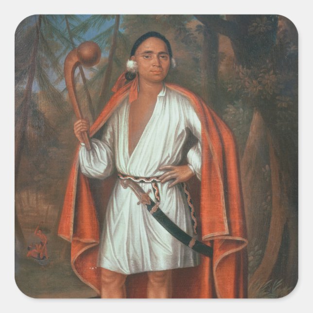 Etow Oh Koam, King of the River Nations, 1710 Square Sticker (Front)