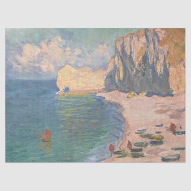 Étretat: The Beach and the Falaise by Claude Monet Tissue Paper (Front)