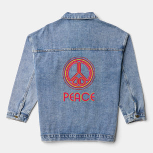 etro Psychedelic Peace Sign Linear Graphic Denim Jacket