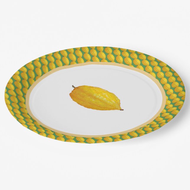 Etrogs for Sukkot Paper Plate (Angled)