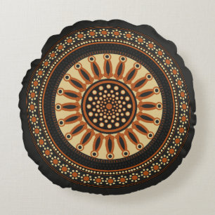 Etruscan Bucchero Solar Mandala Accent  Round Cushion
