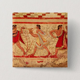 Etruscan musicians 15 cm square badge