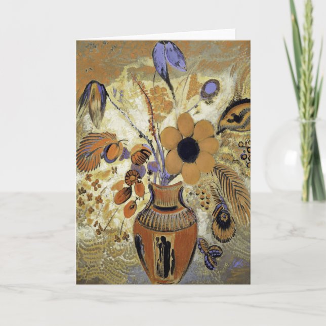 Etruscan Vase with Flowers by Odilon Redon Card (Front)