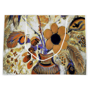 Etruscan Vase with Flowers, Redon Large Gift Bag
