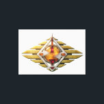 Etude12. Gateway 3d. Canvas Print<br><div class="desc">A unique artistic duo titled "Etude12. Gateway, " showcasing the evolution from a minimalist 2D vector symbol to a high-fidelity 3D conceptual masterpiece. The original graphic features bold geometric lines in yellow and red, while the 3D improvisation breathes life into the design, reimagining it as an ancient artifact crafted from...</div>