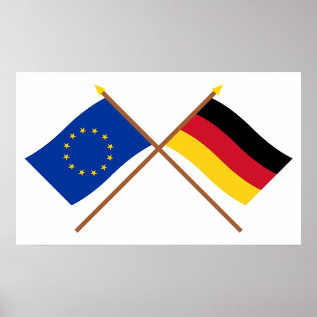 EU and Germany Crossed Flags Poster (Front)