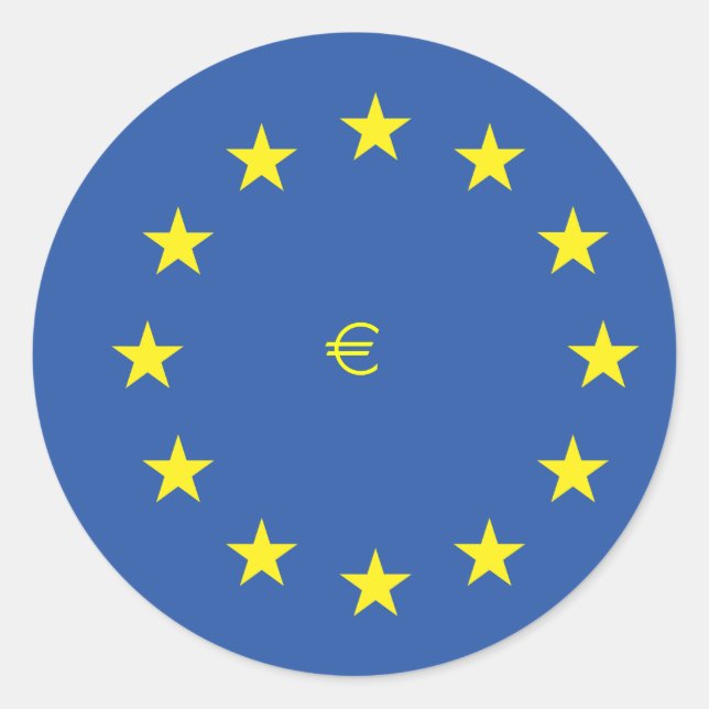EU flag.with EURO Symbol Classic Round Sticker (Front)